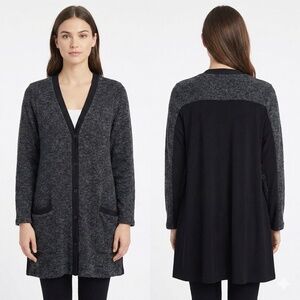 SYMPLI Grey Button Front Long Sleeve Cardigan Front Hand Pockets US Sz 10